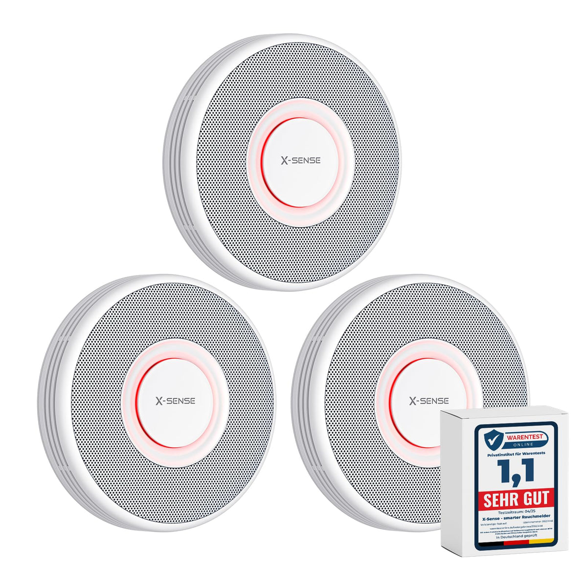 X-Sense Smarter WLAN-Rauchmelder XS0B-MR mit Sprachausgabe, 3er-Set