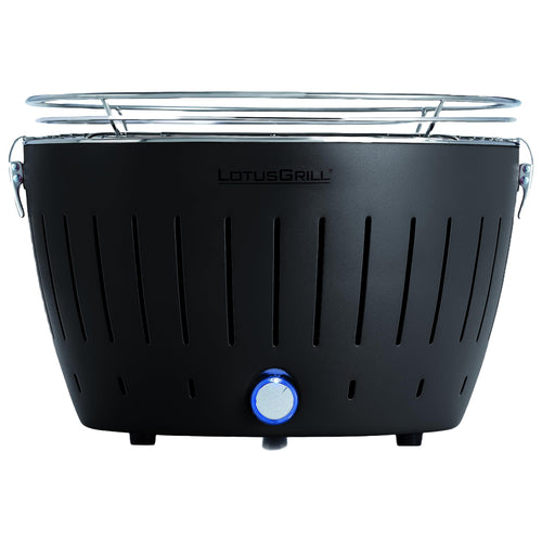 LotusGrill Classic G340 Holzkohle-Tischgrill in Anthrazitgrau – raucharm, mit USB-Anschluss