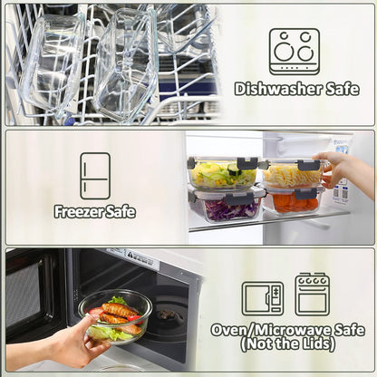 MCIRCO Glas-Frischhaltedosen Set 30-teilig, Borosilikatglas, BPA-frei