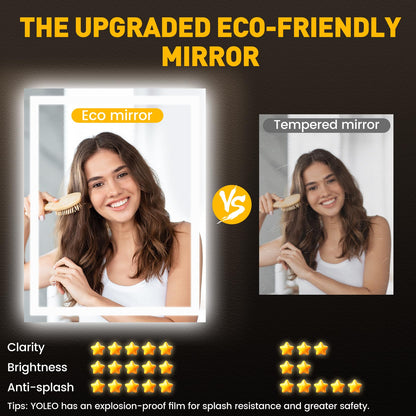 YOLEO Badspiegel LED 90x70cm – Front- & Hintergrundlicht