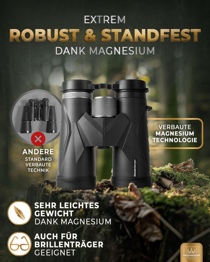 Weidenberger Fernglas 12x42 HD Wasserdicht - Schwarz