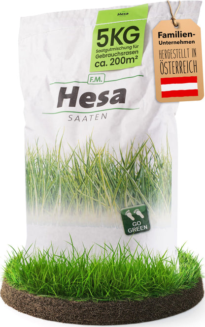 Hesa Gebrauchsrasen Sport- und Spielrasen 5 kg - RSM 2.3 Premium: Sack mit Rasenmischung für strapazierfähige Sport- und Spielflächen.