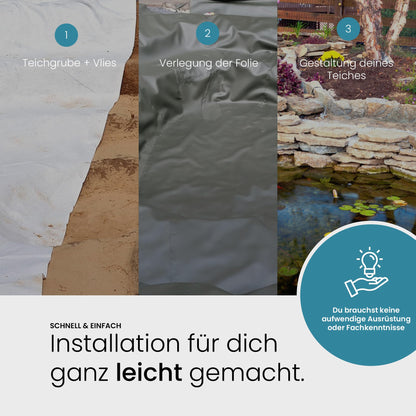 TeichVision Teichvlies 500 g/m², 15 x 2 m, Poolunterlage grau