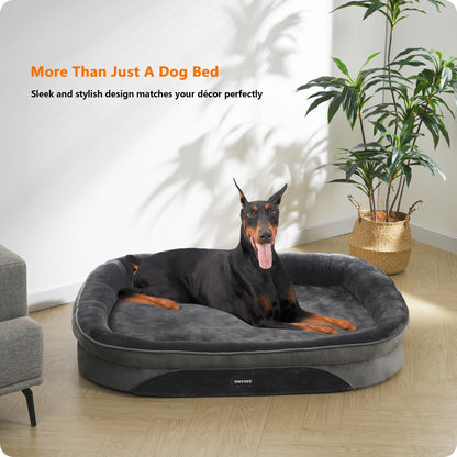 HMTOPE Orthopädisches Hundebett für grosse Hunde – 122x90cm, Dunkelgrau