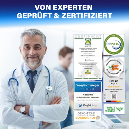 Healthfix Orthopädisches Sitzkissen aus Memory Foam, Medium