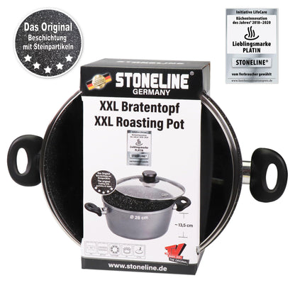 STONELINE XXL Aluguss Kochtopf Induktion 28 cm Grau mit Deckel