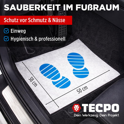 TECPO Einweg-Fussmatten Auto 500 Stück, 500 x 380 mm, reissfest