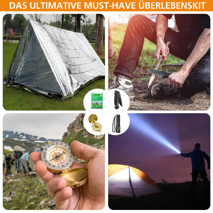 WayinTop Outdoor Survival Ausrüstung 180-tlg. mit Erste Hilfe – Schwarz