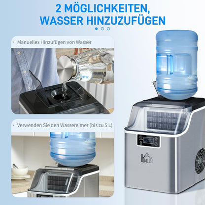 HOMCOM Eiswürfelbereiter - Edelstahl, Silber, Selbstreinigend