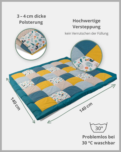ULLENBOOM Krabbeldecke Baby – Dschungel Design 140x140 cm