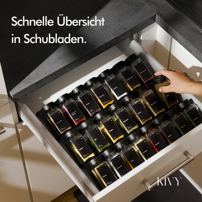 KIVY Gewürzgläser mit Streueinsatz, 24er Set, 120 ml, luftdicht