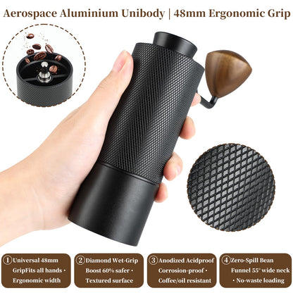 ISHEWUDU Manuelle Kaffeemühle, Kaffeemühle Manuell mit konischem Frässtift aus Edelstahl, Handkaffeemühle, tragbare und kleine Kaffeebohnenmühle für ISHEWUDU bis French Press