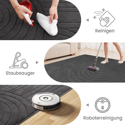Sour Lemon Kurzflorteppich 160x230 cm Grau, waschbar, 3D-Muster