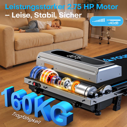 FOUSAE 5 in 1 Walking Pad Klapp-Laufband – 12km/h, 9% Steigung