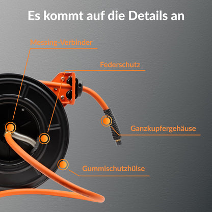 Giraffe Tools Automatischer Druckluft Aufroller 15m 3/8" Wandmontage