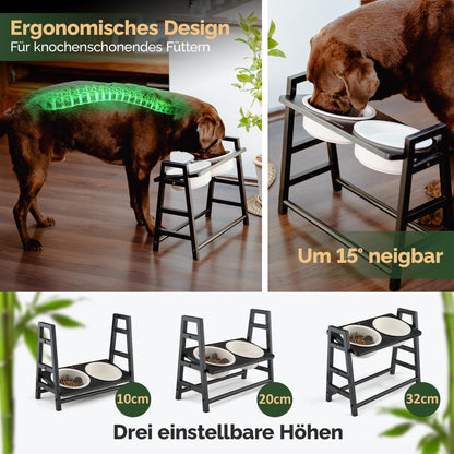 Pfotenglanz Hundenapf erhöht – Keramik Napfset Antischling