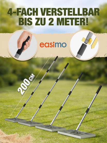 easimo Rasenrakel 43x25 cm mit 2,00 m Stange aus Stahl