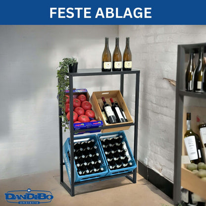 DanDiBo Getränkekistenregal 4 Kisten mit Ablage schmal Metall 96547