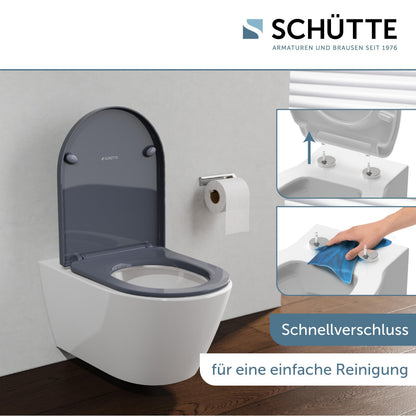 Schütte WC-Sitz D-Form mit Absenkautomatik, Duroplast, Anthrazit
