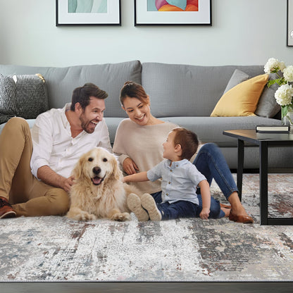 MAST DOO Waschbarer Kurzflor Teppich abstrakt - Rost 160x230cm