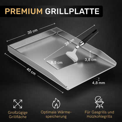 AMZBBQ Premium Plancha Set – Edelstahl 40x30cm, 5mm