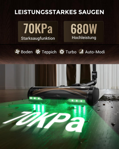 Proscenic P20 Akku-Staubsauger mit Wischfunktion, Aurum Schwarz