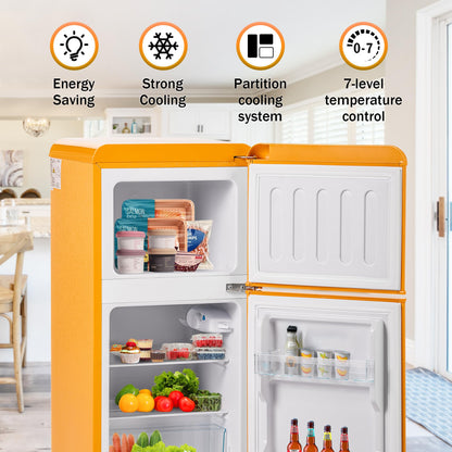 Merax Retro Mini Kühlschrank Gefrierkombination Zweitürig - Gelb