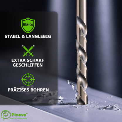 Pinava® HSS Cobalt Pro Edelstahlbohrer Set - 25tlg. 1-13mm