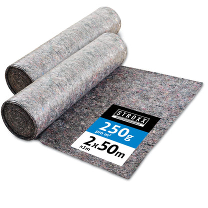 STROXX Malervlies 2x50m 250g/m² - PE Anti-Rutsch Schutzvlies: Weißes Vlies. Schützt Böden rutschhemmend beim Malen.