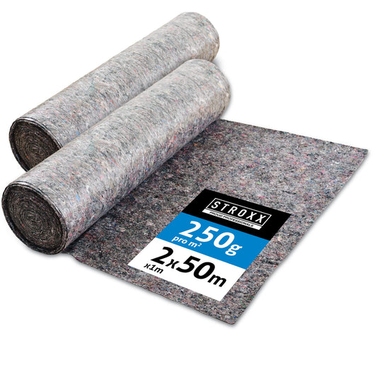 STROXX Malervlies 2x50m 250g/m² - PE Anti-Rutsch Schutzvlies: Weißes Vlies. Schützt Böden rutschhemmend beim Malen.