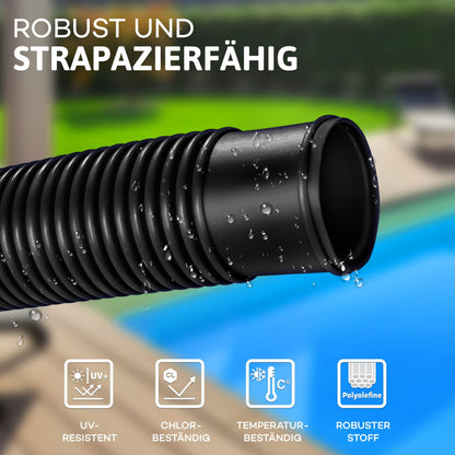 tillvex Poolschlauch Solarschlauch mit Muffen, 20 m, Ø 38 mm, schwarz