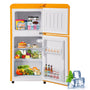 Merax Retro-Kühlschrank Gefrierkombination 60L - Gelb, mit abgerundeten Kanten. Kühlt und friert Lebensmittel für Haushalte.