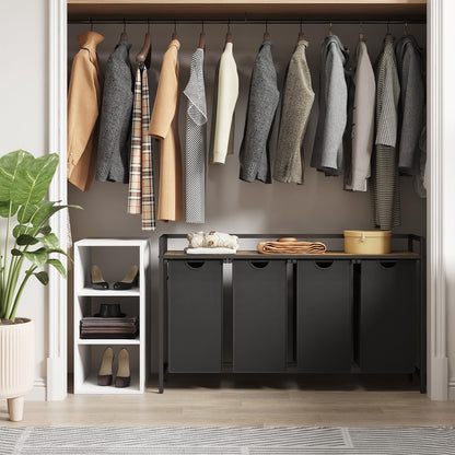 Lifewit Wäschekorb 4 Fächer 168L mit Ablage – Schwarz