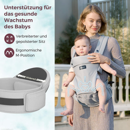Momcozy Babytrage 2-in-1 Hüftkissen - Neugeborene & Kleinkinder, Grau