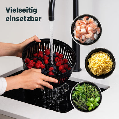 SILBERTHAL Salatschleuder Edelstahl 4,5 l mit Kurbel und Stopptaste