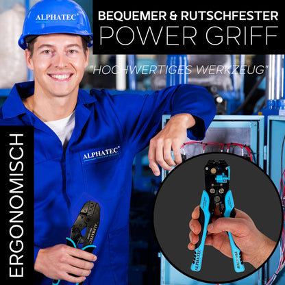 ALPHATEC Crimpzangen-Set PRO-08 mit Wechselbacken und Abisolierzange