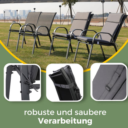 ALBATROS Gartenstuhlauflage Hochlehner 4er Set, Anthrazit, 99x45 cm