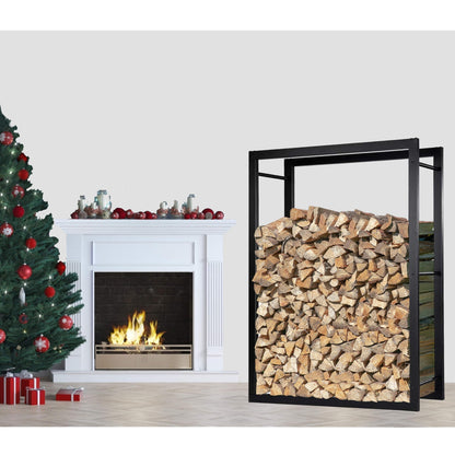 Loywe Kaminholzregal 170x25x140cm - Schwarz Metall