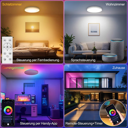 AmazeFun LED Deckenleuchte 48W dimmbar mit RGBIC und Fernbedienung
