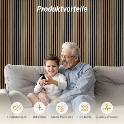 TONOR Holzfurnier Akustikpaneele Walnuss - selbstklebend 120x60cm