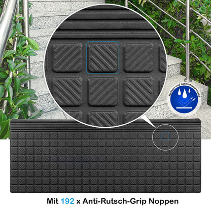 BigDean Stufenmatten aus Gummi, 10er Set, schwarz, 65 x 25 cm