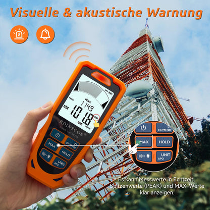 RDINSCOS RD660 EMF-Messgerät 3-in-1 Handheld-Detektor für EF, MF, RF