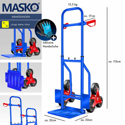 MASKO® Treppensackkarre klappbar 200kg - Blau