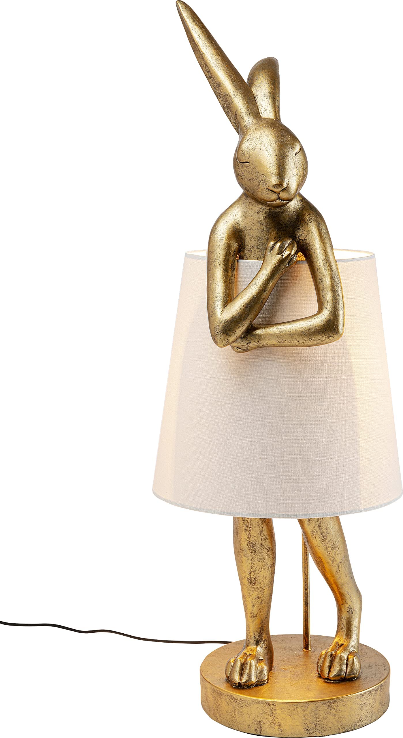 Kare Design Tischlampe Animal Rabbit – Goldene Hasenleuchte. In goldener Hasenform, beleuchtet und dekoriert Tische.