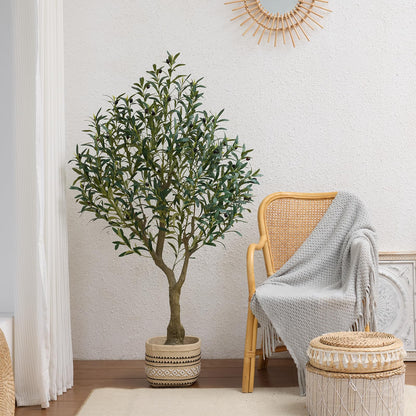VeriNatural Künstlicher Olivenbaum 150 cm, Kunstpflanze mit Topf