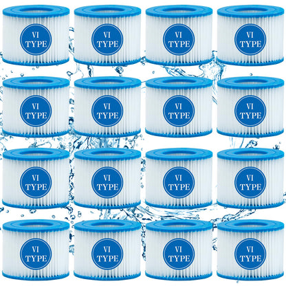 SXEIAV Filterkartuschen Typ VI, 16 Stück, für Bestway Flowclear Spa, zylindrische Bauform