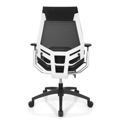 hjh OFFICE GENIDIA SMART Drehstuhl Weiss Netzstoff Schwarz
