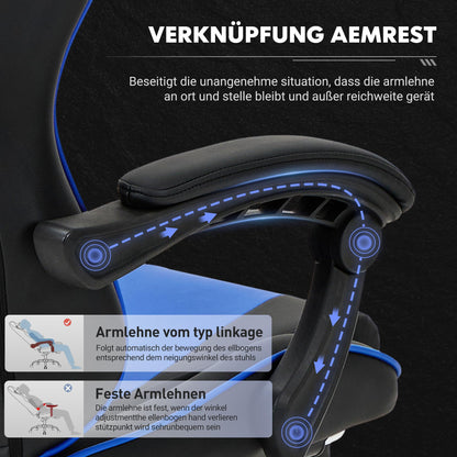 COLAMY Gaming Stuhl Ergonomisch mit Fussstütze - Blau