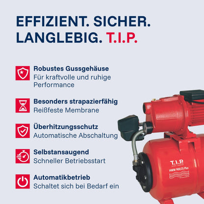 T.I.P. Hauswasserwerk HWW 900/25, 600 W, 2800 l/h, 42 m Förderhöhe