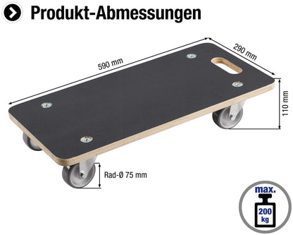 Meister Transportroller 822010 - 590x290 mm, 4er-Pack
